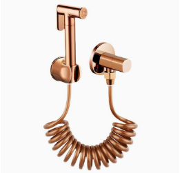 Rose Gold sárgaréz WC bidé permetező, nagynyomású szórópisztoly 1 bemeneti 1 kimeneti szögszeleppel