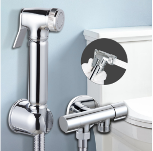 Tömör sárgaréz kézi bidé permetező zuhanyfejjel - Nagynyomású fürdőszobatisztító vízpisztoly